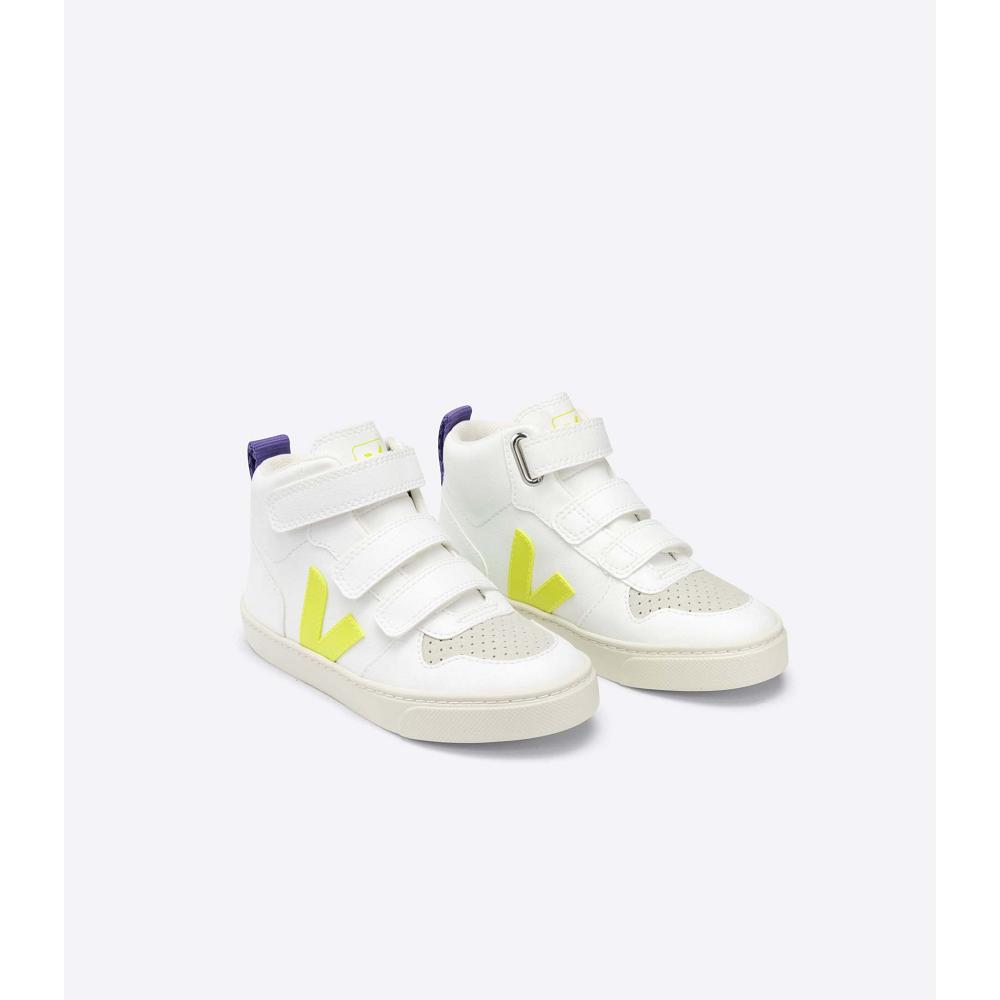 Kids' Veja V-10 MID CWL Shoes White/Purple | ZA 797CTV